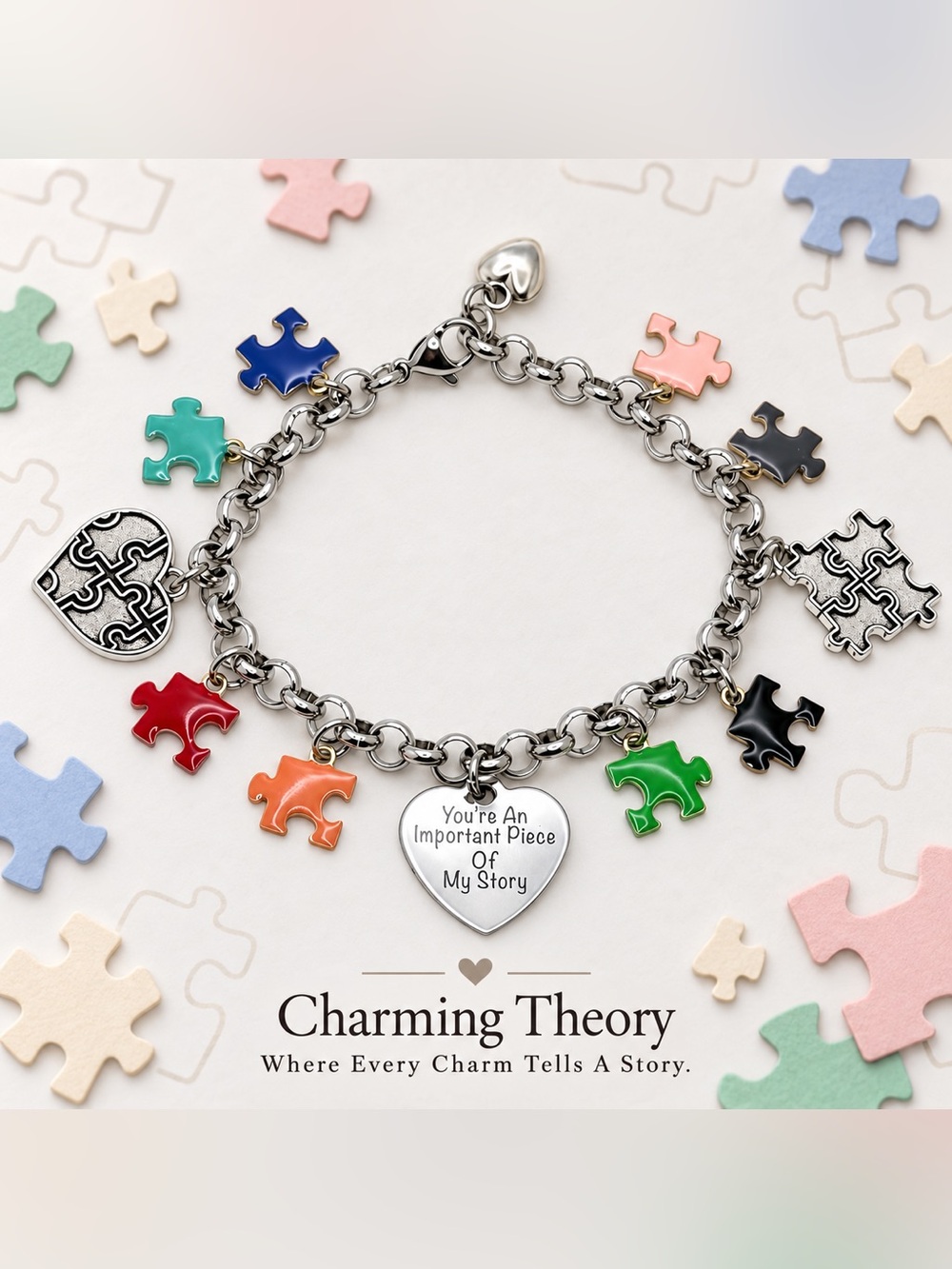 Puzzle Lover Charm Bracelet | Jigsaw Puzzle Gift